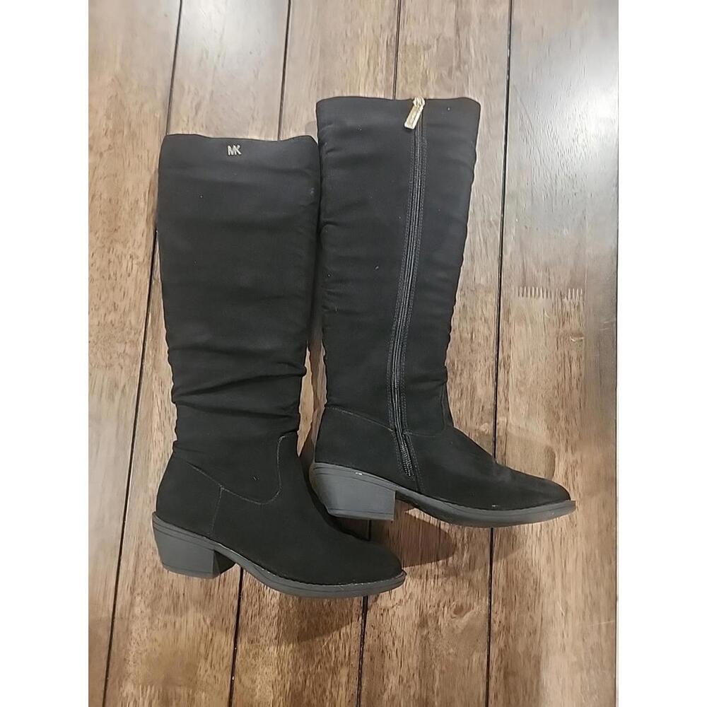 Michael Kors Fia Aven Girls Boots Size 3 Black Suede In Good Used Condition